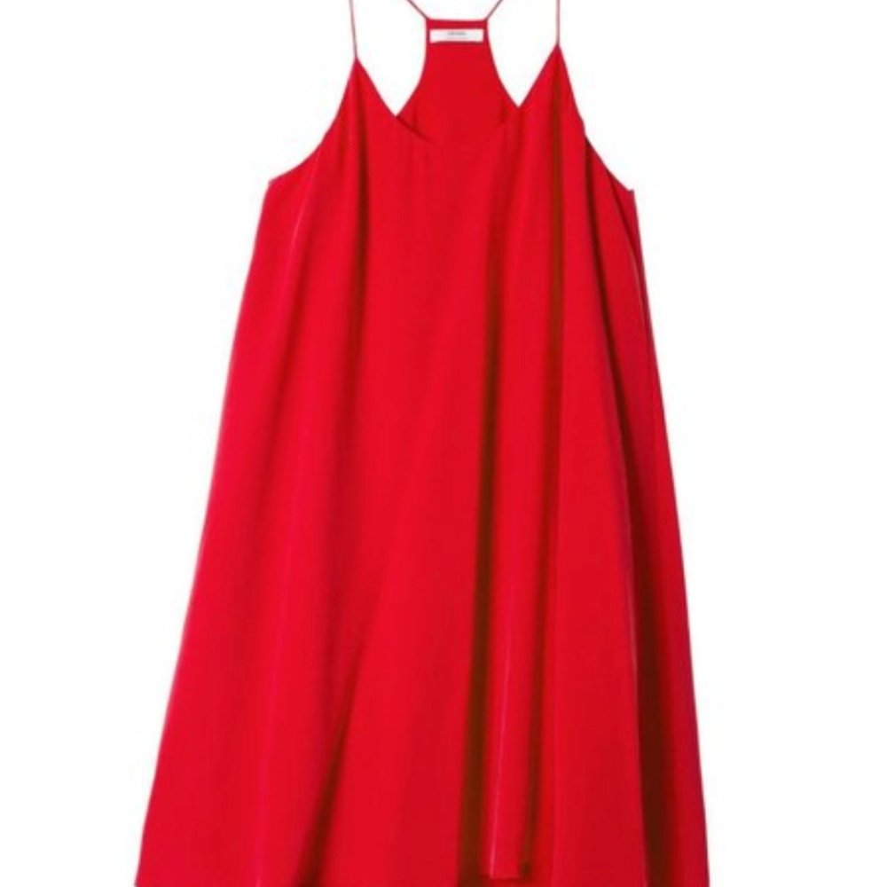 Grana Red Silk Trapeze Tank Dress